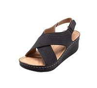 Sandali da Donna con Zeppa Offerta Bassi, Cinturino Incrociato Sandalo Donna Plateau Ciabatta Slingback Punta Aperta Scarpe con Cinghia regolabile Pantofole Antiscivolo Slide Suola Spessa Sandaletti