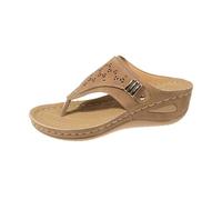 Sandali da donna con zeppa, sandali da donna, infradito da spiaggia, per interni ed esterni, traspiranti, da trekking, aperti, casual, con supporto Arch, marrone, 43 EU