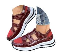 Sandali da donna con zeppa, scarpe da ginnastica estive in rete traspirante, con supporto per arco plantare, comode, casual, scarpe da ginnastica classiche con cinturino di chiusura al tatto