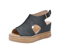 Sandali da donna con zeppa, tacco basso, eleganti sandali con zeppa, punta aperta, sandali romani, comodi sandali per il tempo libero per l'uso quotidiano, grigio., 43 EU