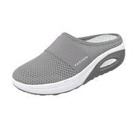 Sandali da donna con zeppe, estate in rete, scarpe da fitness, scarpe da ginnastica alla moda, con zeppe, Mary Janes, da donna, espadrillas, scarpe sportive estive traspiranti, Grigio chiaro 2, 43 EU