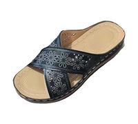 Sandali da donna di grandi dimensioni sandali alla moda europei e retrò tinta unita suola spessa pantofole leggere da donna, Nero , 37.5 EU