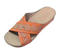 Sandali da donna di grandi dimensioni sandali alla moda europei e retrò tinta unita suola spessa pantofole leggere da donna, RD2., 37.5 EU