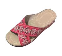 Sandali da donna di grandi dimensioni sandali alla moda europei e retrò tinta unita suola spessa pantofole leggere da donna, Rd1., 38 EU