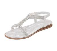 Sandali da donna e donna, con clip, in cristallo Jelly Beach Flip Flops Female Students Korean Fashion Wear Summer Flat Sandals, argento, 41 EU