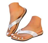 Sandali da donna e infradito comode in morbida pelle con stampa di serpente, sandali a punta piatta, versatili per il tempo libero, scarpe da spiaggia e mare, scarpe da donna nere, argento, 36 EU