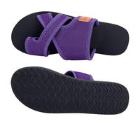 Sandali da donna elasticizzati con cinturino incrociato e anello per dita dei piedi, pantofole in rete traspirante, punta aperta, casual, scarpe piatte estive per tutti i giorni, Viola scuro, 40.5 EU