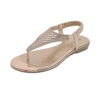 Sandali da donna elegante leggera, sandali per escursioni perizomate perizoma, sandali ortopedici piatti per donne, infradito comodi per i piedi piatti (Color : Gold, Size : 38 EU)