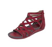 Sandali da donna eleganti con cinturino regolabile e punta aperta, scarpe leggere e flessibili per l'estate, fodera traspirante per un clima piacevole, Colore: rosso, 39 EU