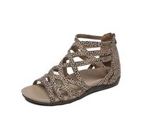 Sandali da donna eleganti con cinturino regolabile e punta aperta, scarpe leggere e flessibili per l'estate, fodera traspirante per un clima piacevole, marrone, 39 EU