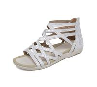 Sandali da donna eleganti con cinturino regolabile e punta aperta, scarpe leggere e flessibili per l'estate, fodera traspirante per un clima piacevole, bianco, 36 EU