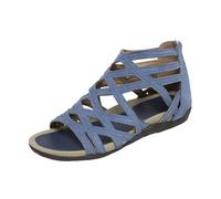 Sandali da donna eleganti con cinturino regolabile e punta aperta, scarpe leggere e flessibili per l'estate, fodera traspirante per un clima piacevole, Azzurro, 43 EU