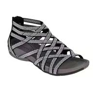 Sandali da donna eleganti con cinturino regolabile e punta aperta, scarpe leggere e flessibili per l'estate, fodera traspirante per un clima piacevole, grigio scuro, 36 EU