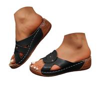 sandali da donna eleganti e casual da donna, dal design classico e offre una buona ammortizzazione. Sandalo piatto comodo Sandalo donna ortopedico leggero con supporto arco plantare, Le Noir, 37 EU