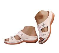 Sandali da donna eleganti e comodi, blu, scarpe da ballo latino, aperti, semplici, con plateau, traspiranti, da spiaggia, leggeri, estivi, stabili per il tempo libero, con motivo floreale, beige., 41