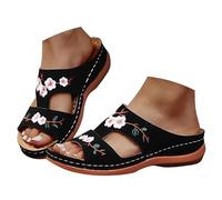 Sandali da donna eleganti e comodi, blu, scarpe da ballo latino, aperti, semplici, con plateau, traspiranti, da spiaggia, leggeri, estivi, stabili per il tempo libero, con motivo floreale, Nero , 42