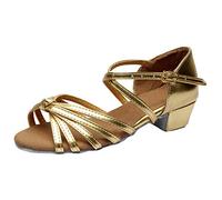 Sandali da donna Eleganti, sandali da donna con tacco oro tacco basso Sandalo latino tango scarpe da ballo partito scarpe da ballo feste sandali estivi alla moda, gold, 35 EU