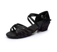 Sandali da donna Eleganti, sandali da donna con tacco oro tacco basso Sandalo latino tango scarpe da ballo partito scarpe da ballo feste sandali estivi alla moda, Nero , 36 EU