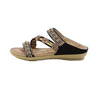Sandali da donna eleganti sandali piatti comodi alla moda con cinturino gioiello estivo aperto Toe donna sandali da sposa, Nero , 38 EU