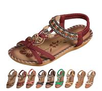 Sandali da donna eleganti, sandali romani da donna, sandali bohémien, scarpe estive, suola piatta, sandali a piedi nudi, scarpe da spiaggia, lavabili, suola morbida, sandali romani leggeri, Colore