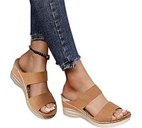 Sandali da Donna Espadrillas con Punta Aperta con Plateau Sandali con Zeppa A Punta Aperta per Donne Concise Casual Estive Scarpe da Passeggio Traspiranti Cinturino alla Caviglia Sandali Estivi