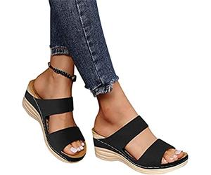 Sandali da Donna Espadrillas con Punta Aperta con Plateau Sandali con Zeppa A Punta Aperta per Donne Concise Casual Estive Scarpe da Passeggio Traspiranti Cinturino alla Caviglia Sandali Estivi
