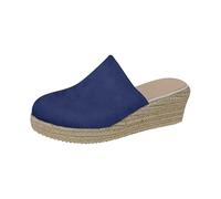 Sandali da donna Espadrilles con plateau e zeppa, sandali chiusi, sandali estivi, eleganti e traspiranti, Blu scuro, 35 EU