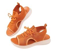 Sandali da donna, estivi, comodi, a punta aperta, con fibbia ortopedica, con tacco a zeppa, antiscivolo, casual, stile bohémien, scarpe comode da spiaggia, traspiranti, da donna, alla moda, arancione