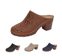 Sandali da donna, estivi, comodi, da donna, con punta chiusa, zeppe, piattaforma antiscivolo, pantofole da spiaggia per vacanze, pantofole con tacchi a blocchi ortopedici leggeri, marrone, 35 EU