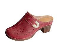 Sandali da donna, estivi, comodi da donna, sandali alla moda, punta chiusa, zeppe, piattaforma antiscivolo, pantofole da spiaggia, vacanze, tacchi, blocchi ortopedici con zeppa leggera, rosso, 36 EU