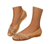 Sandali da donna estivi comodi in cristallo a rete, scarpe da donna estive piatte morbide ballerine in gelatina sandali comfort chic sandalo escursionismo passeggiata spiaggia economici, arancione, 40