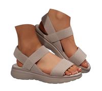 Sandali da donna estivi comodi leggeri, punta aperta e traforata, con cinturino alla caviglia, adatti per un abbigliamento casual all'aperto, tinta unita. Sandalo donna blocco elegante per cerimonia