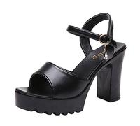 Sandali da donna, estivi, comodi, tacco alto, sandali da donna, chic ed elegante, da sera, con punta aperta, scarpe traspiranti nude e piattaforma, scarpine d'acqua nude piedi ortopediche, Nero , 35