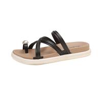 Sandali da donna, estivi, con ciabatte a punta, con perle decorative, suola spessa, suola comoda, comode camminate, casual, spiaggia e tutti i giorni, Nero , 38 EU