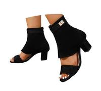Sandali da donna estivi con zeppa, a piedi nudi, comodi e scivoli, per tacco a zeppa, scarpe estive leggere da donna, per il tempo libero, sandali da trekking, Nero , 35 EU