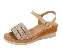 Sandali da donna estivi con zeppa tra le dita, sandali da donna estivi comodi, grandi dimensioni, nudi piedi flangia alla caviglia, cicchette chic ed elegante cicla da sera leggeri, sandali con punta