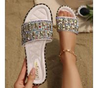 Sandali da donna estivi da esterno moda 2025 nuovo stile europeo e americano versione francese coreana casual versatili piatti con perle, essenziale per le vacanze CN35,CN36,CN37,CN38,CN39,CN40,CN41,C
