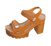 Sandali da donna estivi da spiaggia, aperti con tacchi alti, sandali da donna con tacco, ortopedici, per il tempo libero, cavi, alla moda, eleganti, comodi sandali da trekking, Colore: arancione., 36