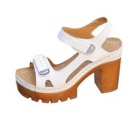 Sandali da donna estivi da spiaggia, aperti con tacchi alti, sandali da donna con tacco, ortopedici, per il tempo libero, cavi, alla moda, eleganti, comodi sandali da trekking, bianco, 42 EU