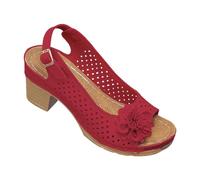 Sandali da donna, estivi, espadrillas, con zeppe, piattaforma, scarpe a punta chiusa, in pizzo, comodità, cinturino alla caviglia, vintage per vacanze, tacco chiuso e sandali da donna, rosso, 36 EU