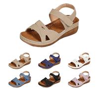 Sandali da donna estivi in pelle PU, sandali da donna, con plateau e cinturino alla caviglia, regolabili, casual, antiscivolo, estivi, traspiranti, cachi, 42 EU