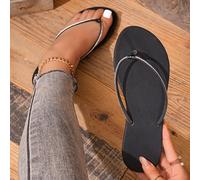 Sandali da donna estivi nuovi per uso esterno, con design a strisce di strass, slip-on, comodi e casual, ciabatte con fascia tra le dita CN36,CN37,CN38,CN39,CN40,CN41,CN42,CN43Colore unico