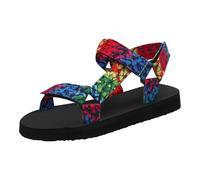Sandali da donna estivi, sandali da donna, comodi, suola spessa, cavigliera regolabile, antiscivolo, traspiranti, flessibili, resistenti, piattaforma stabile, per passeggiate in città, H, 39 EU