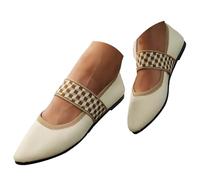 Sandali da donna estivi, scarpe basse a punta da donna, scarpe da esterno alla moda, calze, suola sottile in rete, casual leggere sneakers comode per camminare tutto il giorno, beige, 38.5 EU