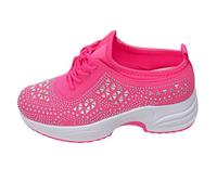 Sandali da donna estivi, sneakers estive da donna in rete glitterata, eleganti, zeppa, traspiranti e casual, con suola morbida e comode sneakers per camminare tutto il giorno, rosso, 36 EU