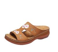 Sandali da Donna for l'esterno, Aperti, con Punta Quadrata, for la Testa Fredda, Scarpe da Donna(Brown,42 EU)