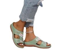 Sandali da Donna for l'esterno, Aperti, con Punta Quadrata, for la Testa Fredda, Scarpe da Donna(Green,42 EU)