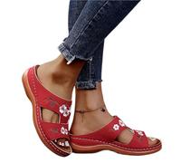 Sandali da Donna for l'esterno, Aperti, con Punta Quadrata, for la Testa Fredda, Scarpe da Donna(Red,41 EU)
