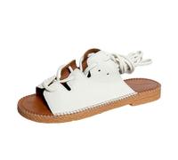 Sandali da donna Gladiator Strappy Scarpe Romane Ballerine Slides Punta Quadrata Lace Up Cinturino alla Caviglia Confortevole Piatto Spiaggia Punta Aperta Casual Elegante Sandali Estivi Calzature per
