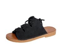 Sandali da donna Gladiator Strappy Scarpe Romane Ballerine Slides Punta Quadrata Lace Up Cinturino alla Caviglia Confortevole Piatto Spiaggia Punta Aperta Casual Elegante Sandali Estivi Calzature per